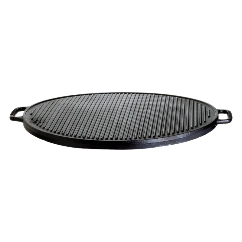 Sichere Zahlung Gusseisenkuss® Grillplatte aus Gusseisen Ø 41 cm Gussplatte Plancha geriffelt/glatt
