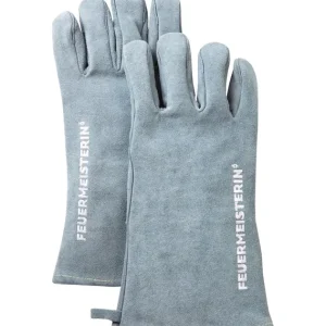 Feuermeisterin Premium Grillhandschuhe aus Leder 1 Paar grau-blau Einheitsgröße Versand Am Gleichen Tag