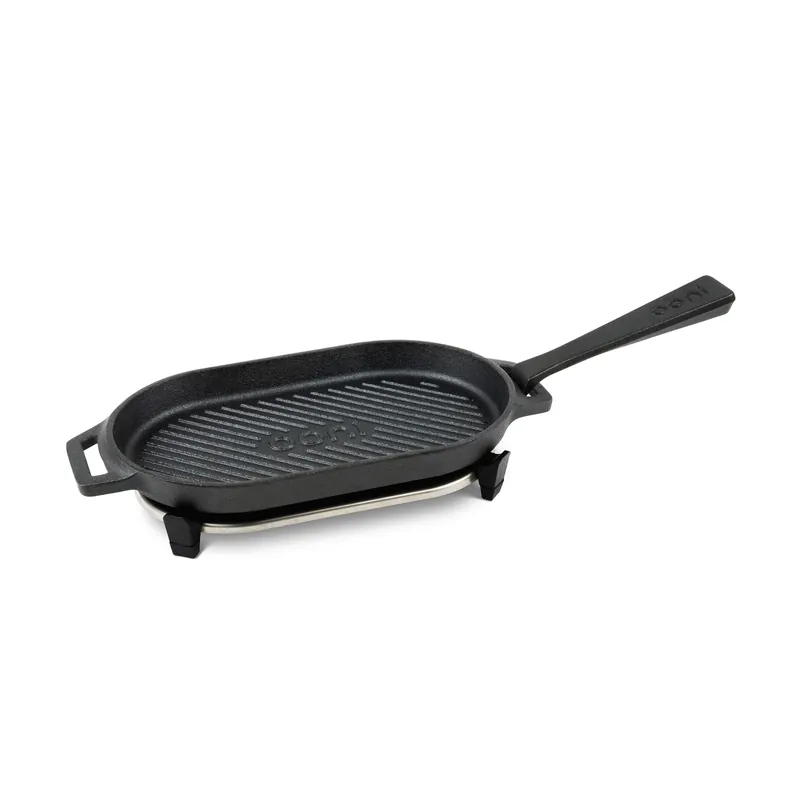 Bestseller Ooni Grillpfanne aus Gusseisen Gusseisenpfanne gerippt ovale Form Grizzler Pan