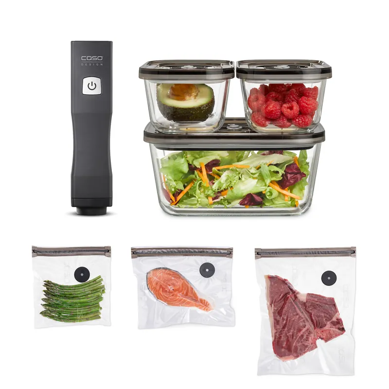 Caso Design Vacu OneTouch Eco-Set Handvakuumierer inkl. Zubehör Neu Im Sortiment