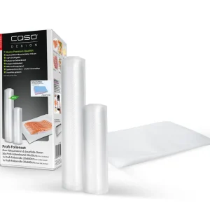 Caso Design Profi-Folienset, 50 Folienbeutel, 2 Folienrollen für Vakuumiersysteme und Sous Vide Highlight