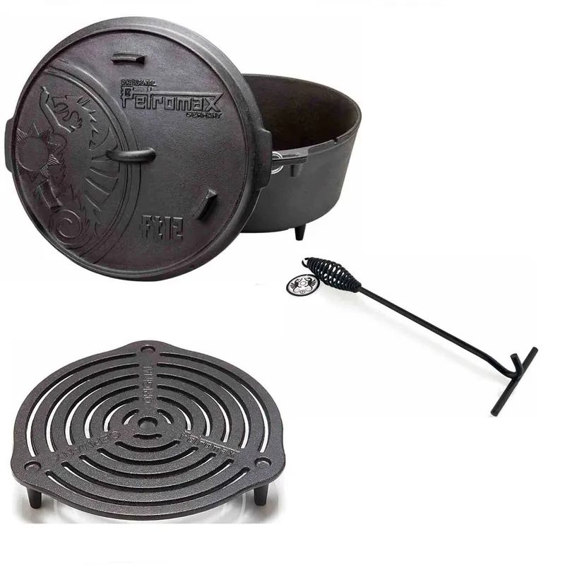 Petromax Feuertopf-Set ft12 mit Füßen 10,8 Liter Stapelrost und Deckelheber Angebot