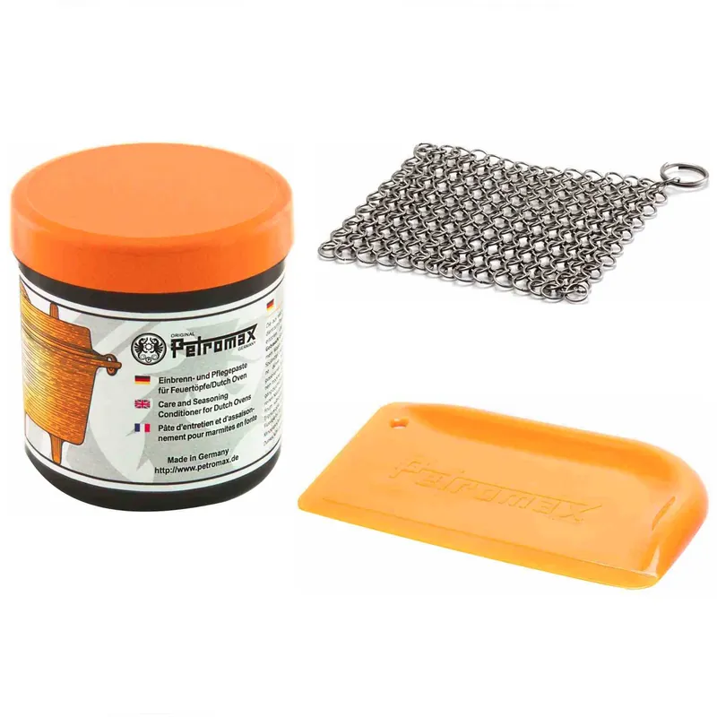 Must-Have Petromax Reinigungsset 3-teilig Einbrennpaste, Ringreiniger und Schaber