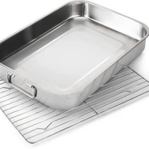 Schnäppchen Napoleon Edelstahl Bräter mit Rost 40 x 32 x 7,5 cm Edelstahl Pfanne 56038