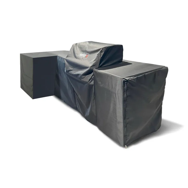 BBQ Kitchen Abdeckhaube für 3 Module, Genesis 4-Brenner Grill rechts platziert mit Eck-Modul Neue Kollektion
