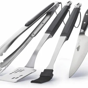 Napoleon President’s Limited 4-teiliges Grillbesteck-Set mit Messer, Wender, Zange & Pinsel 70065 Markenprodukt