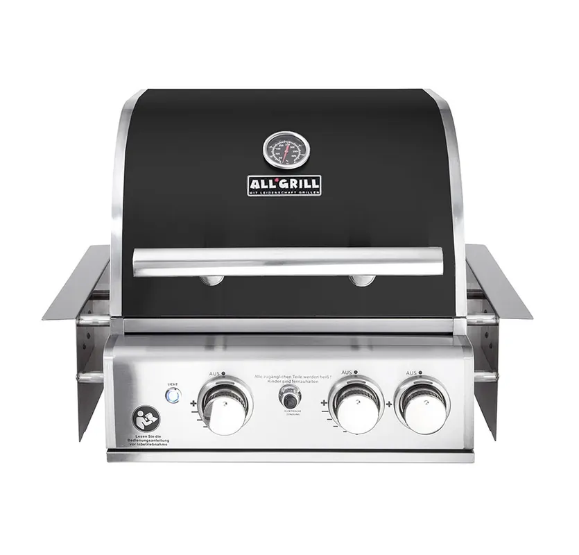 Wochenendangebot ALLGRILL Einbau-Gasgrill CHEF S BLACK Built-In Air System, 2 Brenner, Backburner 100759