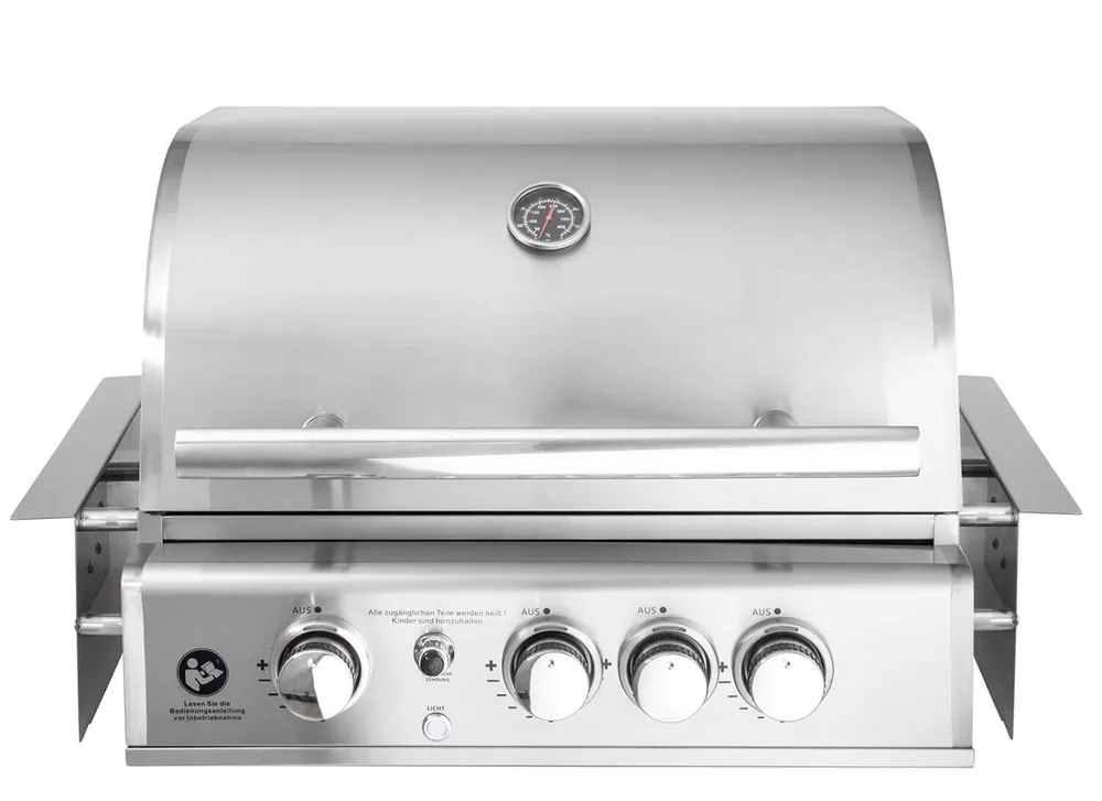 Geprüft ALLGRILL Einbau-Gasgrill CHEF M Edelstahl Built-In Air System, 3 Brenner, Backburner 100949