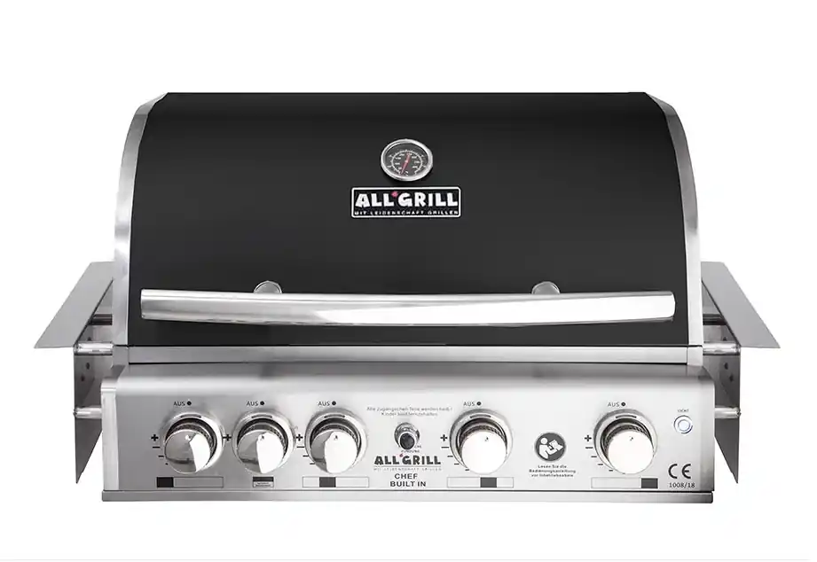 ALLGRILL Einbau-Gasgrill CHEF L BLACK Built-In Air System, 4 Brenner, Backburner 100729 Zertifiziert