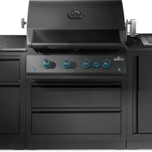 Mega-Angebot Napoleon Outdoor Küche Oasis Compact 106 Mattschwarz mit BIG32-1 Einbaugrill und Einbau SIZZLE ZONE