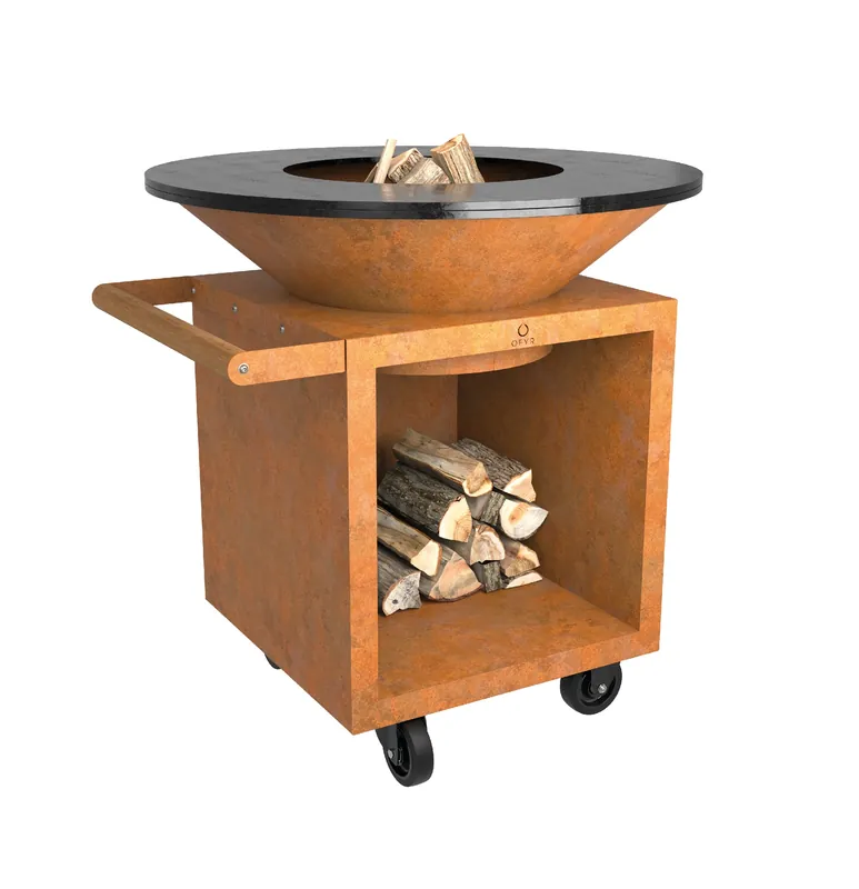 OFYR Classic Storage Corten 100 PRO Grill- und Feuerschale mit Plancha - Ausstellungsstück Kracherpreis