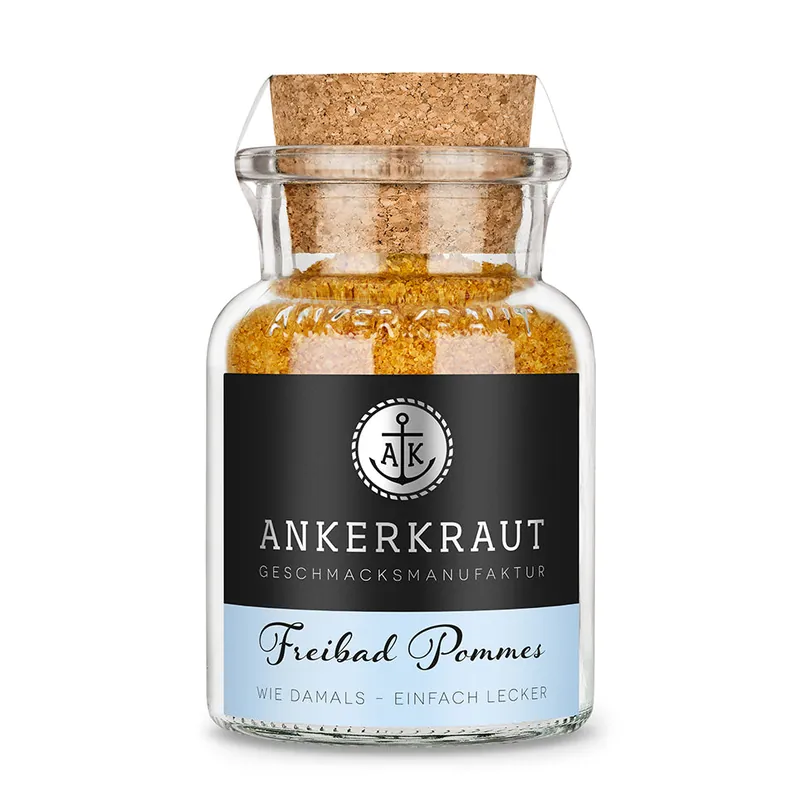 Ankerkraut Freibad Pommes Gewürz Gewürzmischung im Korkenglas 150 g Direkt Vom Hersteller