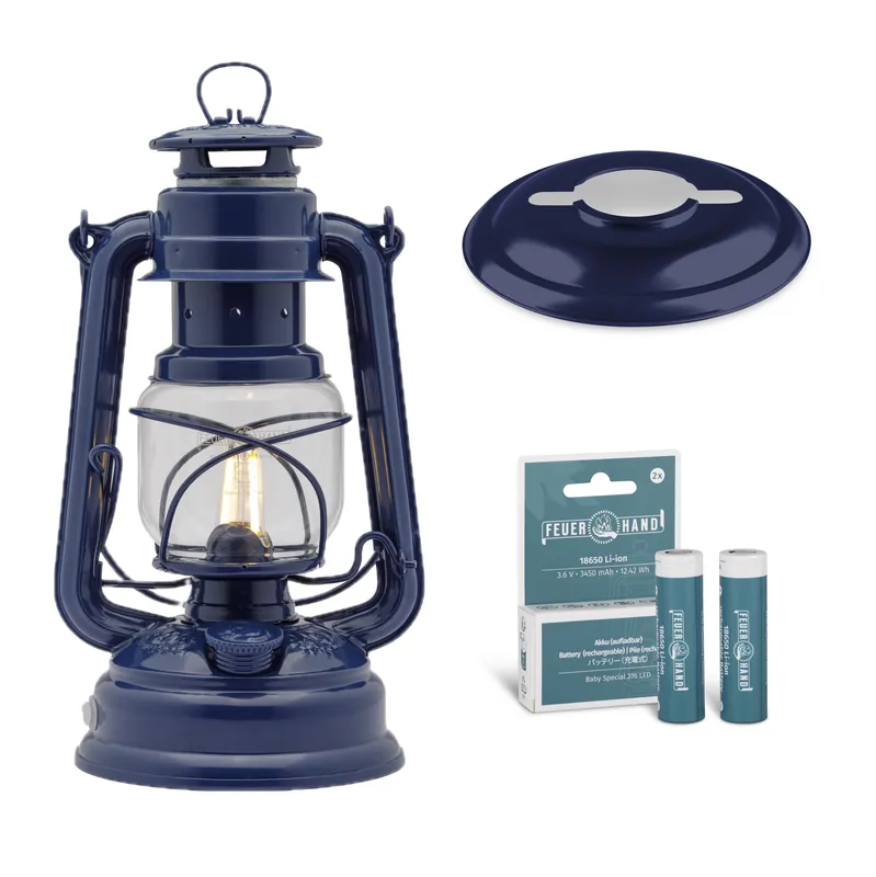 Feuerhand LED Laterne Baby Special 276 Cobalt Blue Set inkl. Akku und Reflektorschirm Nur Heute