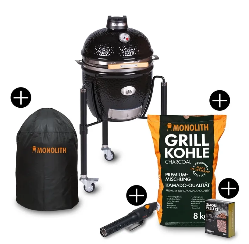 Heißes Angebot Monolith Starterset JUNIOR 2.0 Keramikgrill mit Gestell inkl. Zubehör-Starterpaket 121021-B-START