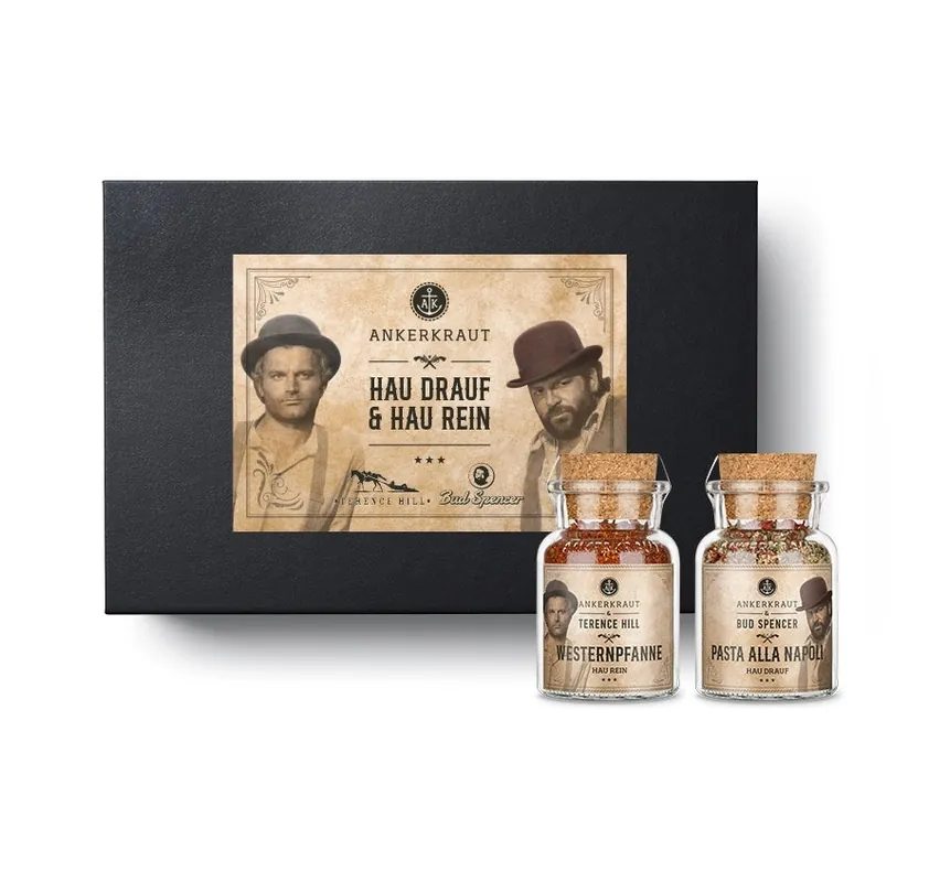 Ankerkraut Bud Spencer & Terence Hill Geschenk-Box - 2 Gewürzmischungen im Korkenglas 195 g Knallerangebot