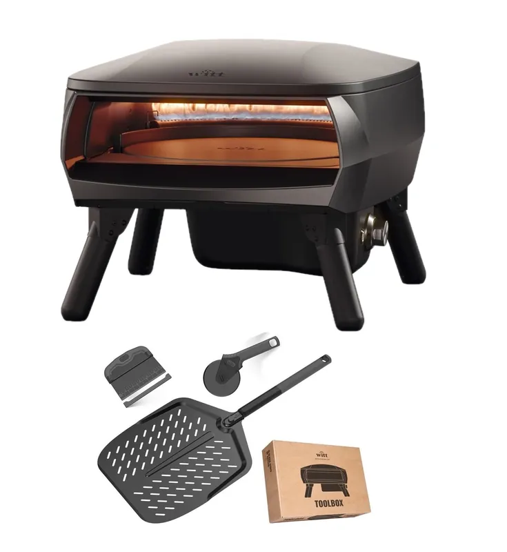 Preiswert Witt PICCOLO Rotante 13" Bundle Gas Pizzaofen rotierend 1 Brenner 5,2 kW Matt Schwarz 100000367