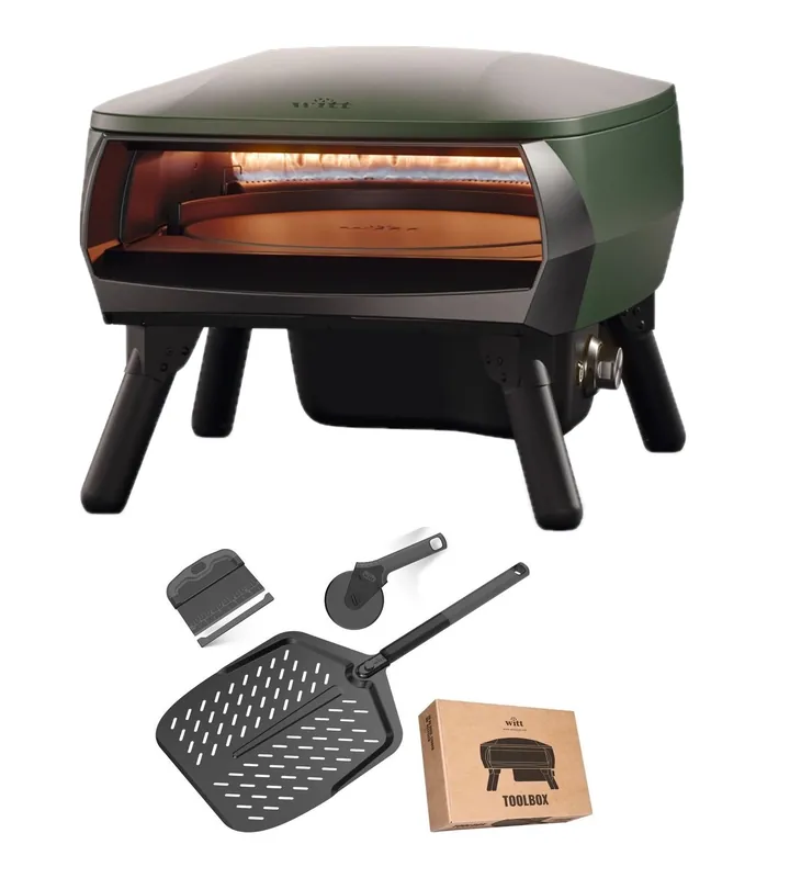 Neue Kollektion Witt PICCOLO Rotante 13" Bundle Gas Pizzaofen rotierend 1 Brenner 5,2 kW Matt Grün 100000369