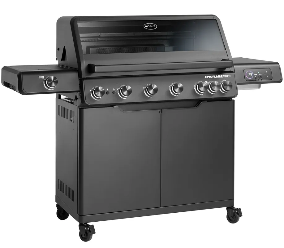 Expressversand Rösle Gasgrill EPICFLAME PRO 6 Schwarz mit PRIMEZONE und Backburner 251166