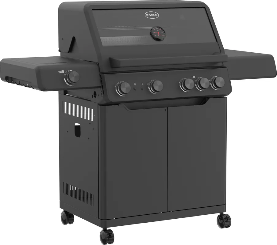 Jetzt Bestellen Rösle Gasgrill ALLFLAME Hero 4 Schwarz mit PRIMEZONE und Backburner 251053