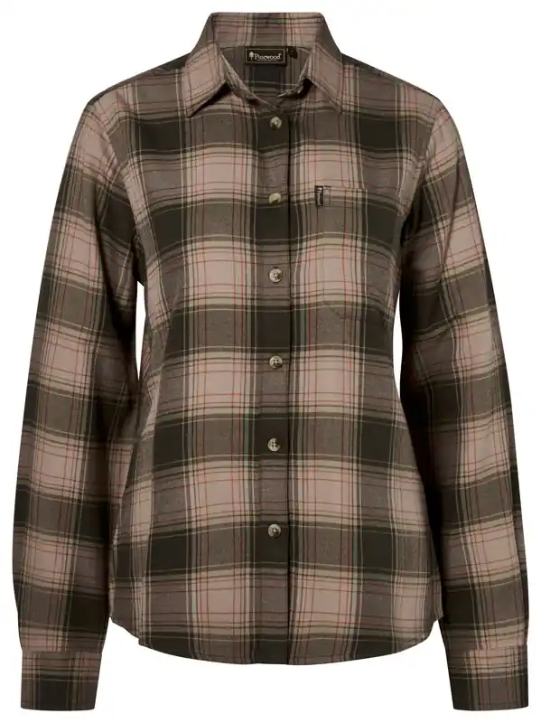Pinewood Bluse Finnveden Forest Flannel, Olive/ D. Green Sale