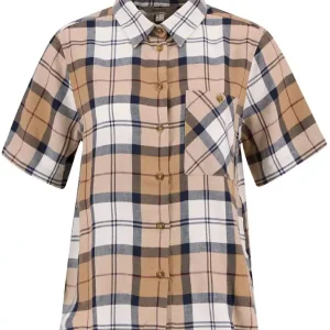 Barbour Bluse kurzarm Fern, White/Hessian tartan Meistverkauft
