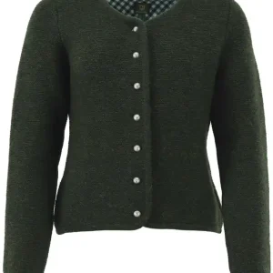 OS Trachten Strickjacke Rundhals, Oliv Angebot