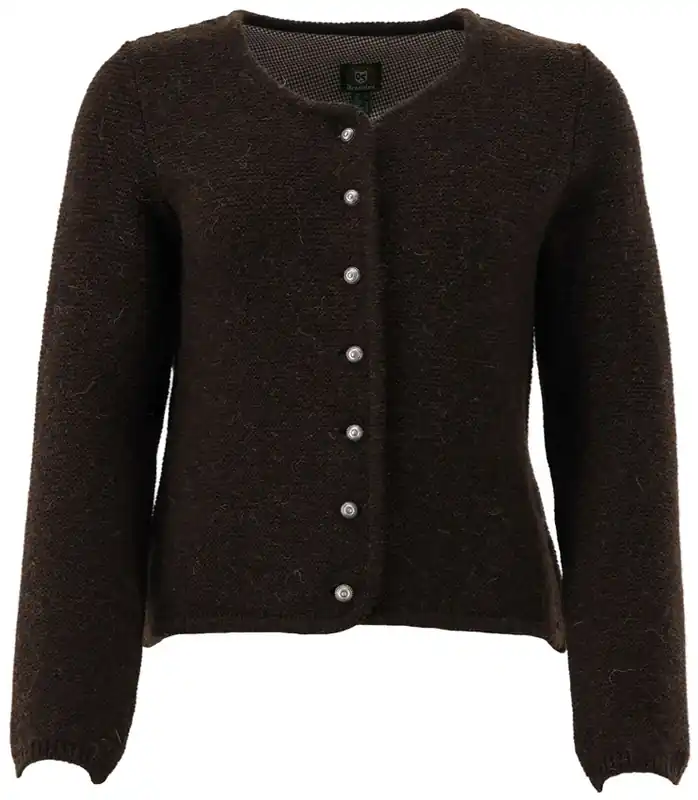 OS Trachten Strickjacke Rundhals, Mittelbraun Bestpreis