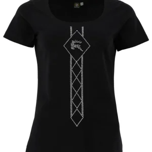 OS Trachten T-Shirt Rundhals Strass, Schwarz Beliebt