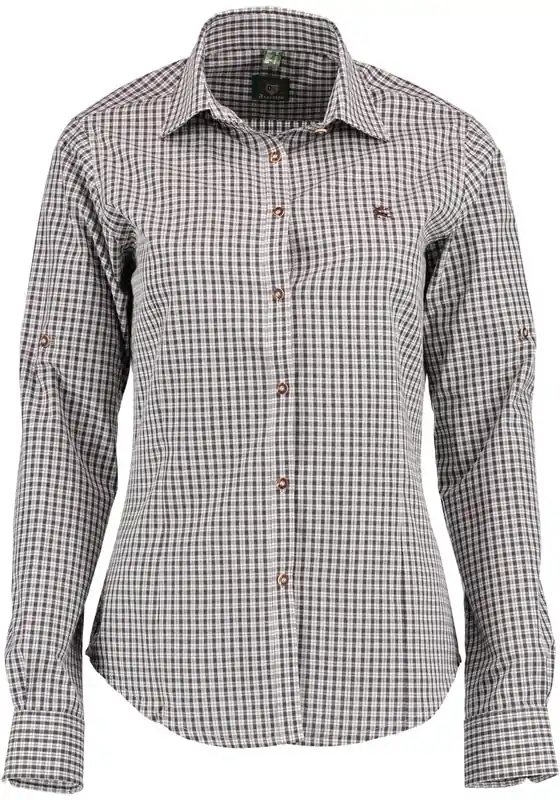 OS Trachten Bluse mit Stick Hirsch, Dunkelgrün Expressversand