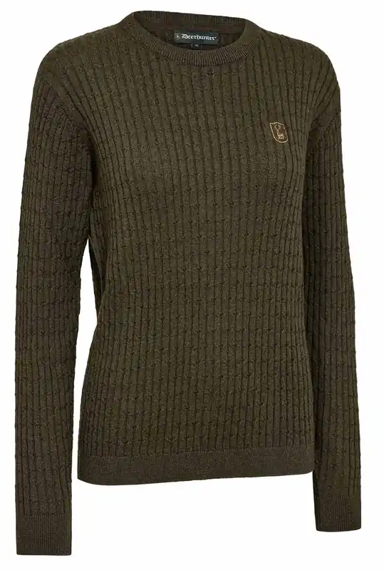 Preiswert Deerhunter Pullover Harrington Zopfmuster, Forest Ember Melange