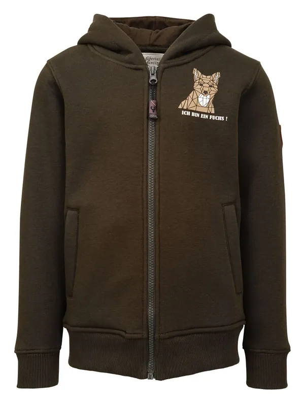 Neu Im Sortiment Hubertus Hoodie- Ich bin ein Fuchs, Oliv