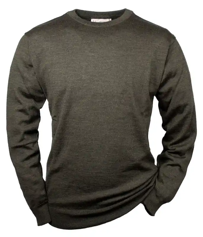 Jetzt Kaufen Hubertus Pullover Rundhals Merino, Oliv/Braun