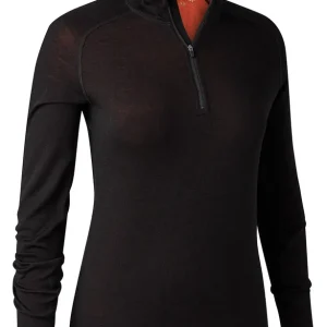 Billig Deerhunter Unterhemd Lady Quinn Merino Halfzip, Black Oak
