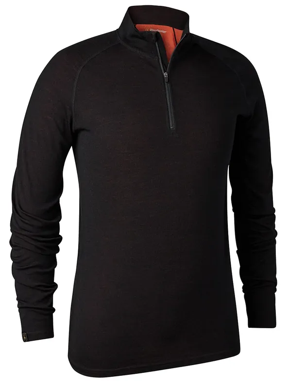 Deerhunter Unterhemd Quinn Merino Halfzip, Black Oak Geprüft