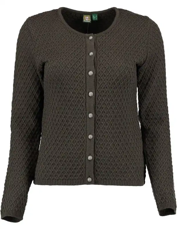 Gipfelstürmer Damenstrickjacke Rundhals, Dunkelgrün Mega-Angebot