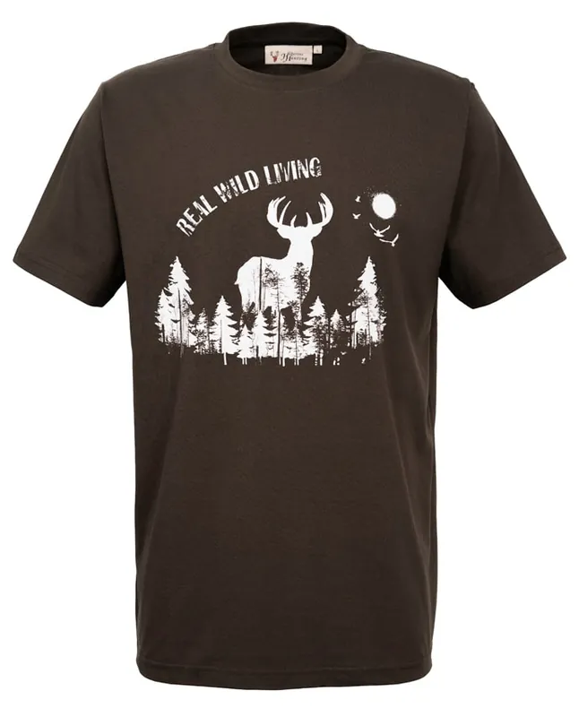 Hubertus T-Shirt Real Wild Living, Oliv Preisknaller