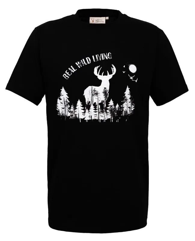 Versand Am Gleichen Tag Hubertus T-Shirt Real Wild Living, Schwarz
