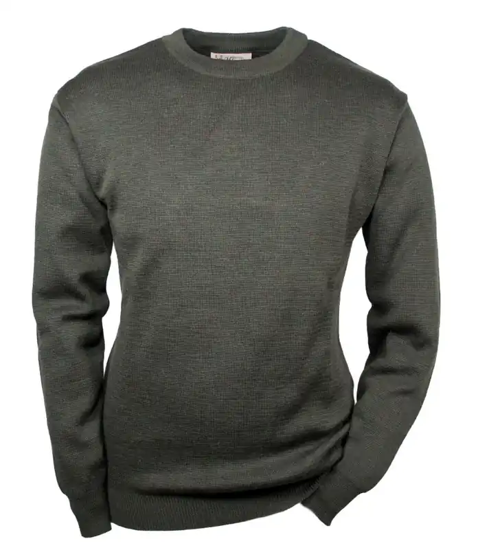 Hubertus Pullover Rundhals, Oliv Schneller Versand