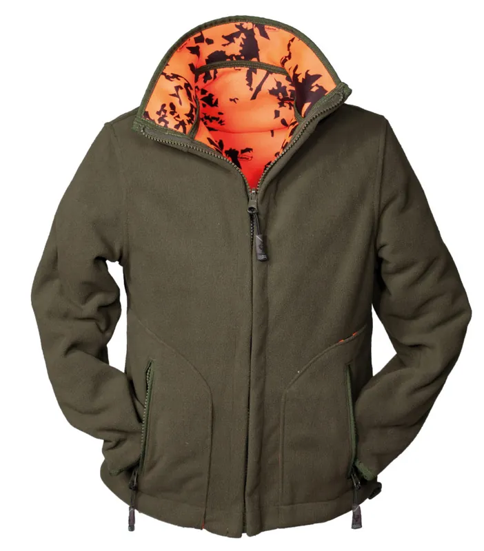 Hubertus Kinder Warn-Wende-Fleecejacke, Oliv/Orange Preisknaller