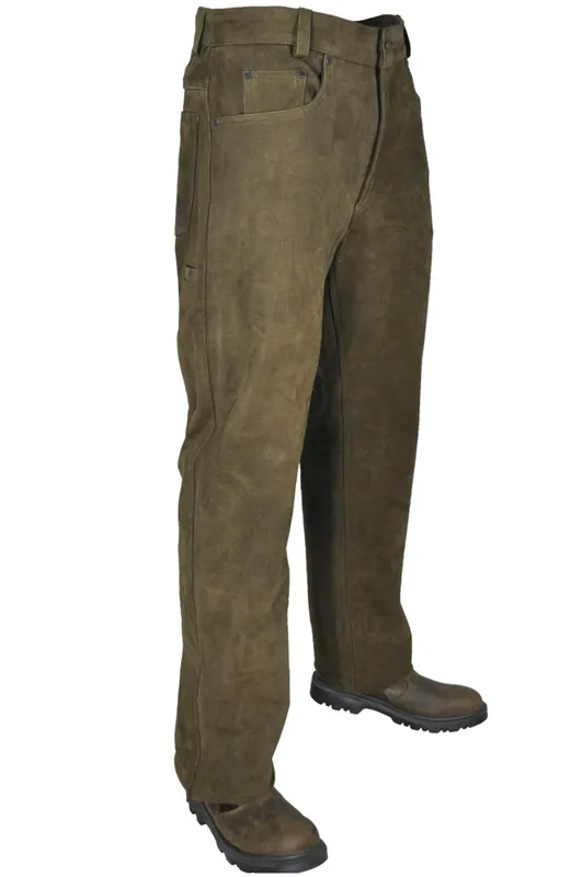 Knallerangebot Hubertus Lederhose 5-Pocket, Oliv