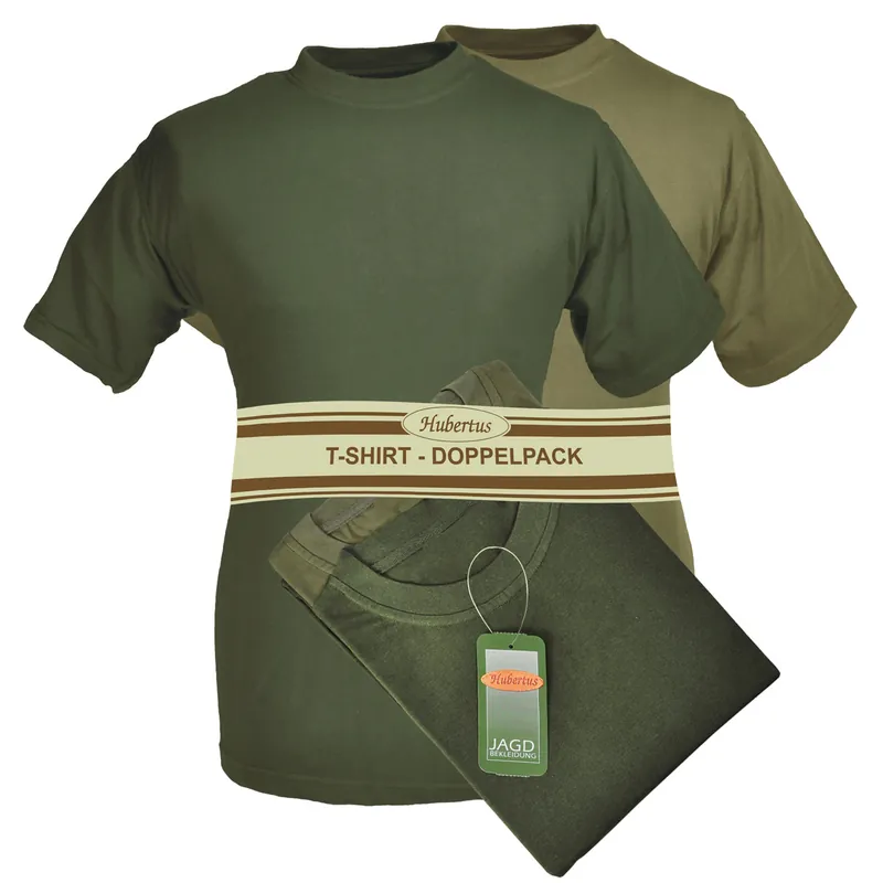Hubertus T-Shirt Doppelpack, Oliv/Schilf Neue Ware