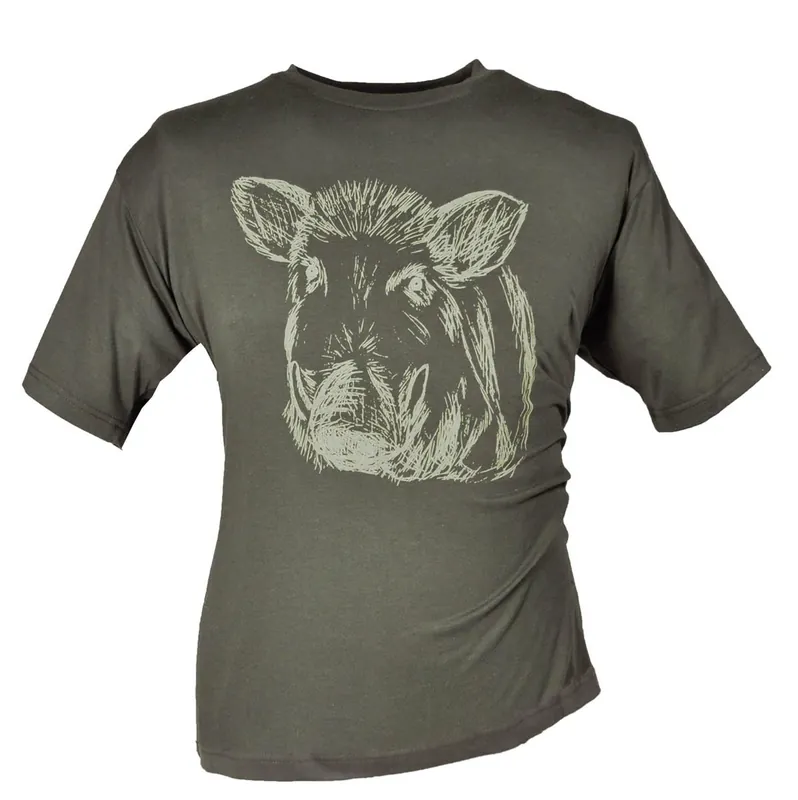 Schneller Versand Hubertus T-Shirt Keilerkopf, Oliv
