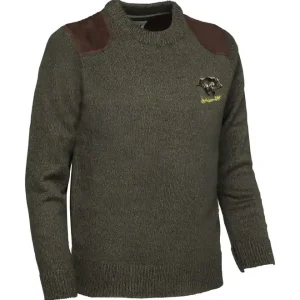 Percussion Pullover mit Stickerei, Khaki-Wildschwein Nur Für Kurze Zeit
