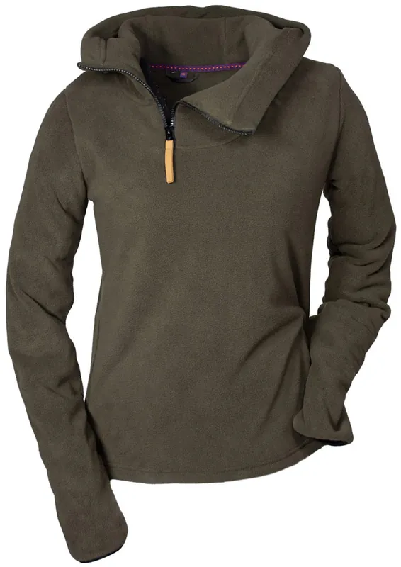 Letzte Chance Hubertus Damen Fleece Hoodie, Oliv/Braun