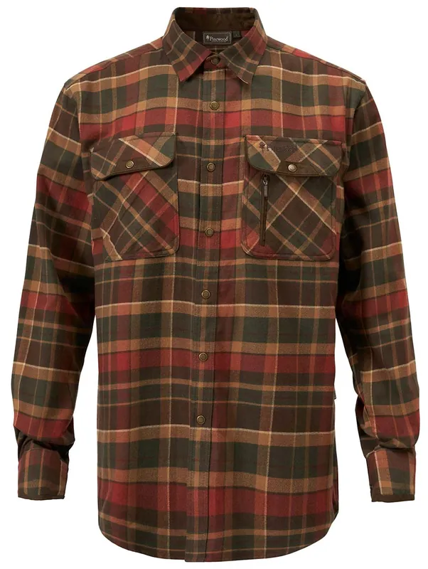 Pinewood Hemd Prestwick Exclusive, D. Green/ Terracotta Top-Seller