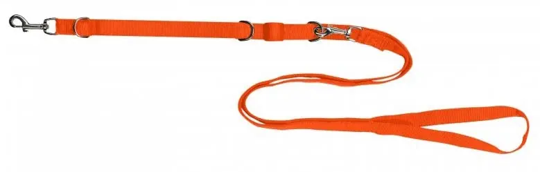 Geprüft Farmland Umhängeleine , aus Softnylon mit Reflektorstreifen , Führen von 2 Hunden möglich, Orange, 130-250cm