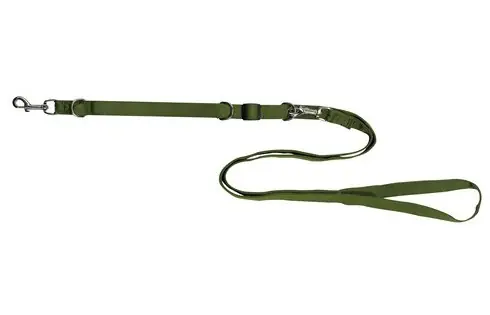 Geprüft Farmland Umhängeleine , aus Softnylon mit Reflektorstreifen , Führen von 2 Hunden möglich, Oliv, 130-250cm