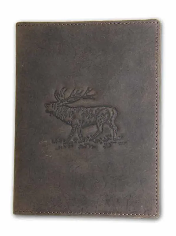 Ausverkauf AKAH Jagdscheinetui Leder Hirschmotiv 6 Fächer