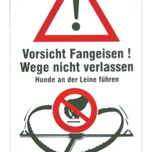 Sonderangebot Fallenbau Weißer Warnschild Text Vorsicht Fangeisen