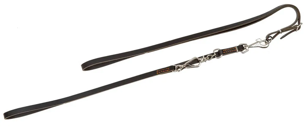 Neuheit AKAH Spezial-Umhängeleine , aus Sattelleder , Breite 15mm, mit Scherenzange und Karabinerhaken, Dunkelbraun, 160cm